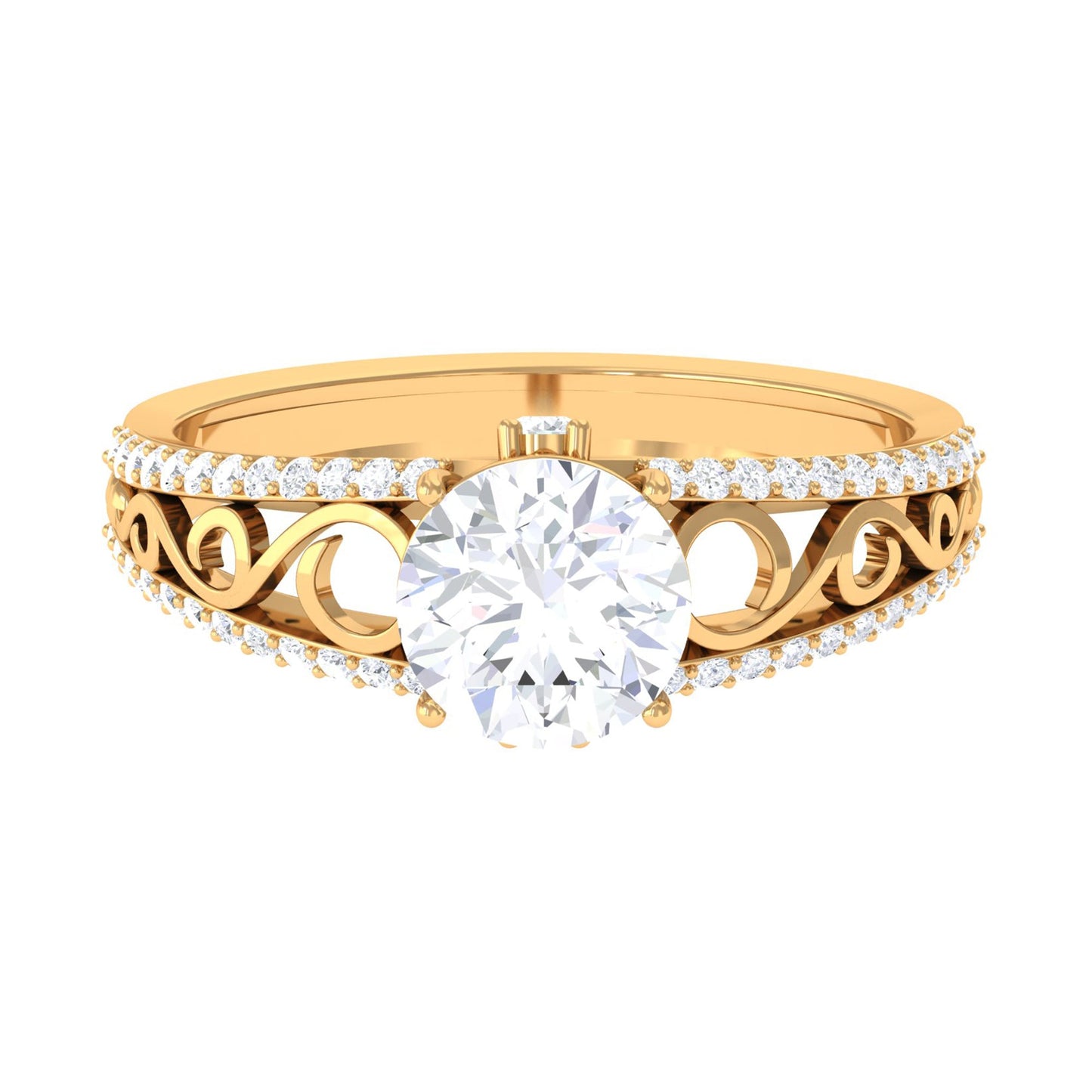 Solitaire 1 Carat Cubic Zirconia Vintage Looking Engagement Ring
