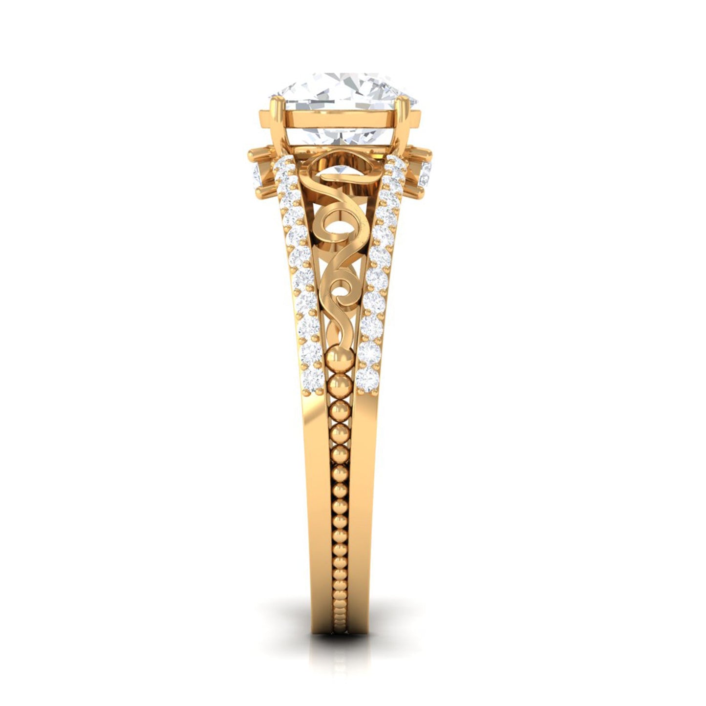 Solitaire 1 Carat Cubic Zirconia Vintage Looking Engagement Ring