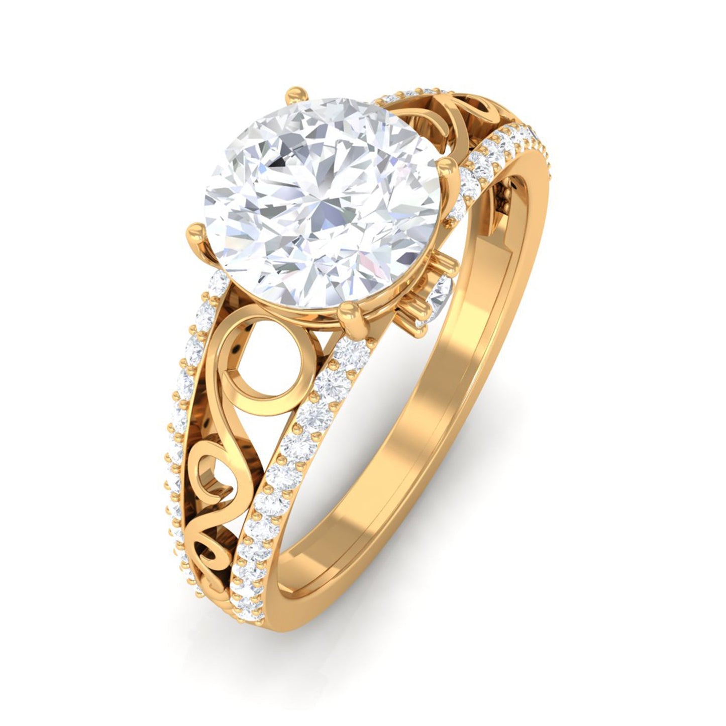 Solitaire 1 Carat Cubic Zirconia Vintage Looking Engagement Ring