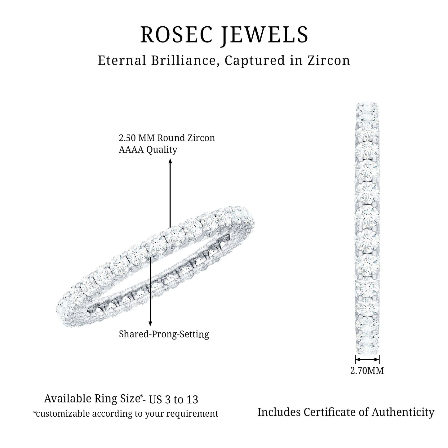 Classic Zircon Full Eternity Band Ring