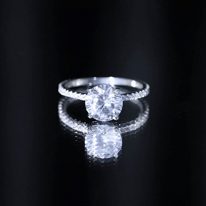 Round Zircon Solitaire Engagement Ring