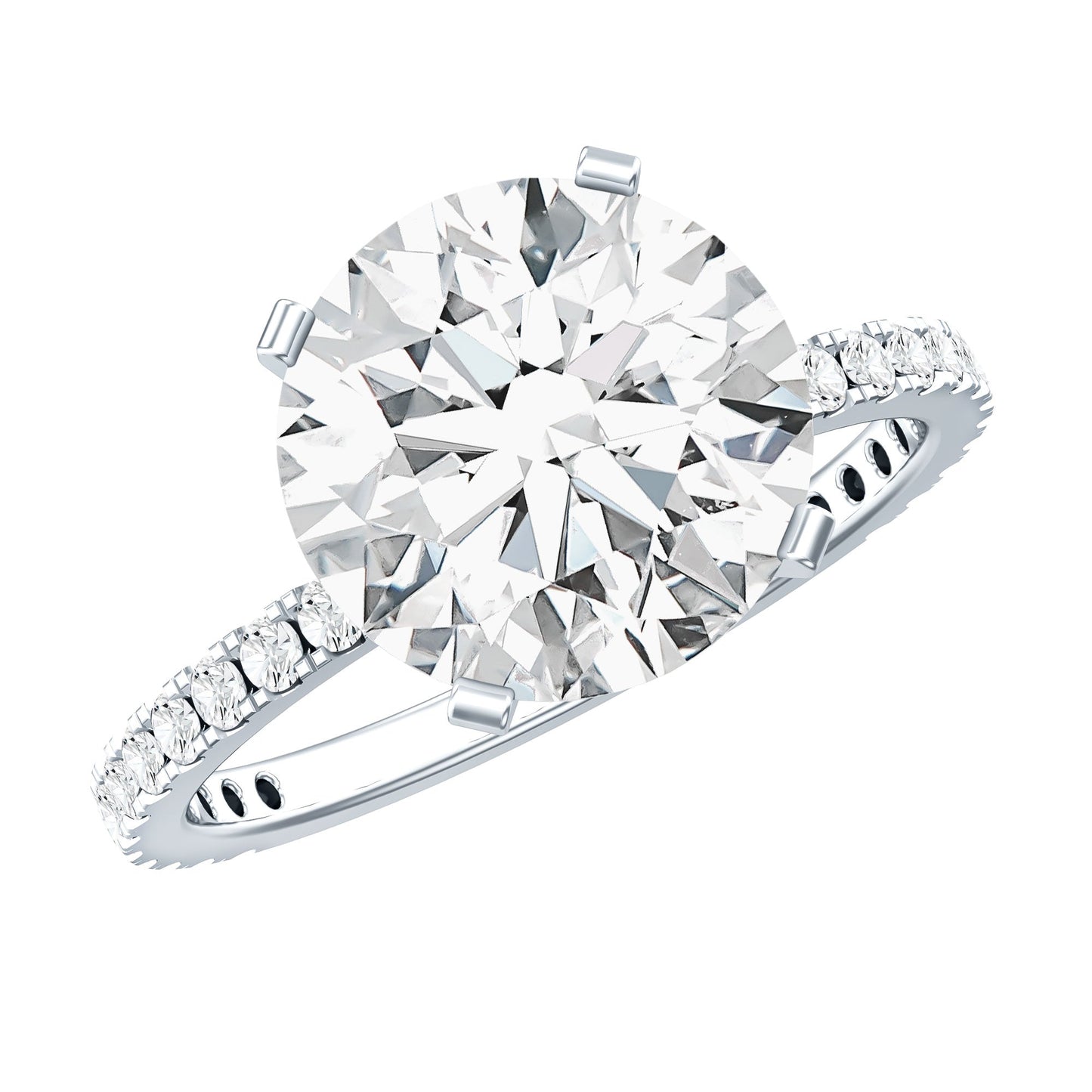 Round Zircon Solitaire Engagement Ring