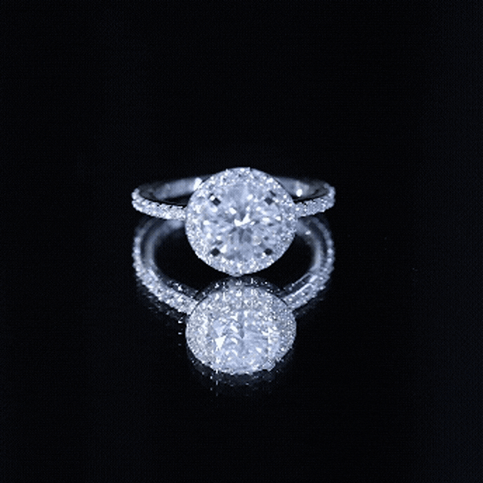 Certified Cubic Zirconia Classic Floating Halo Engagement Ring