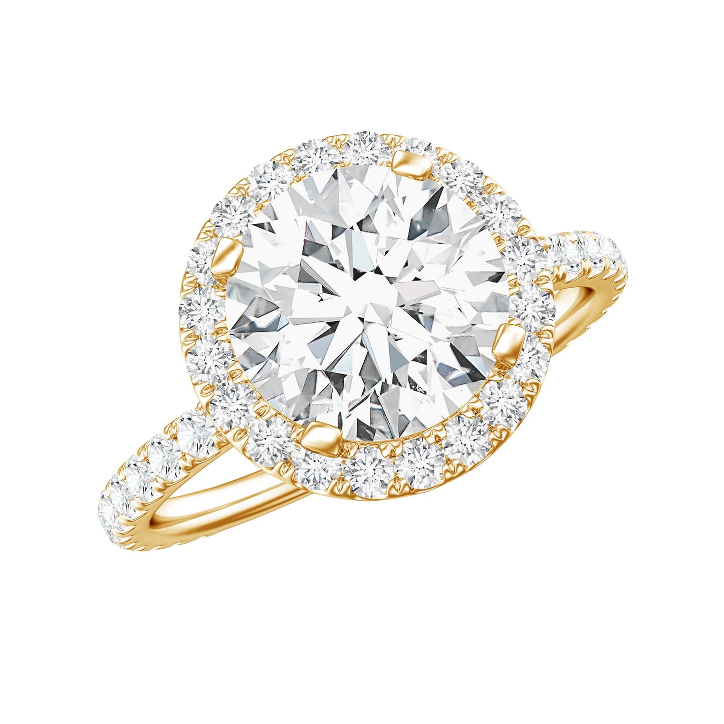 Certified Cubic Zirconia Classic Floating Halo Engagement Ring