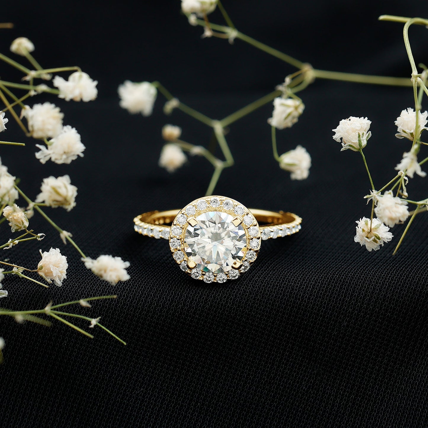 Certified Cubic Zirconia Classic Floating Halo Engagement Ring