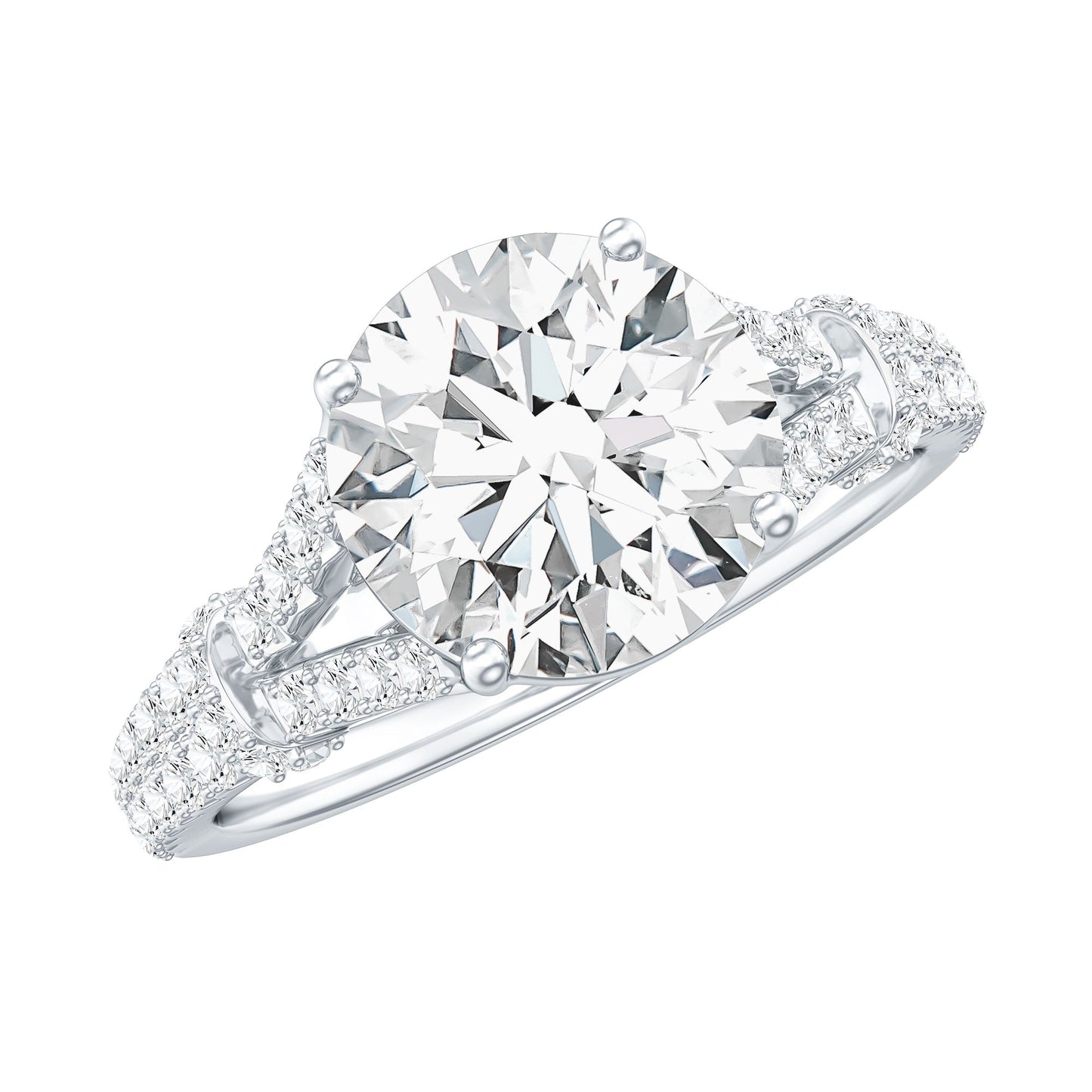 3 CT Simulated Diamond Solitaire Engagement Ring with Split Shank