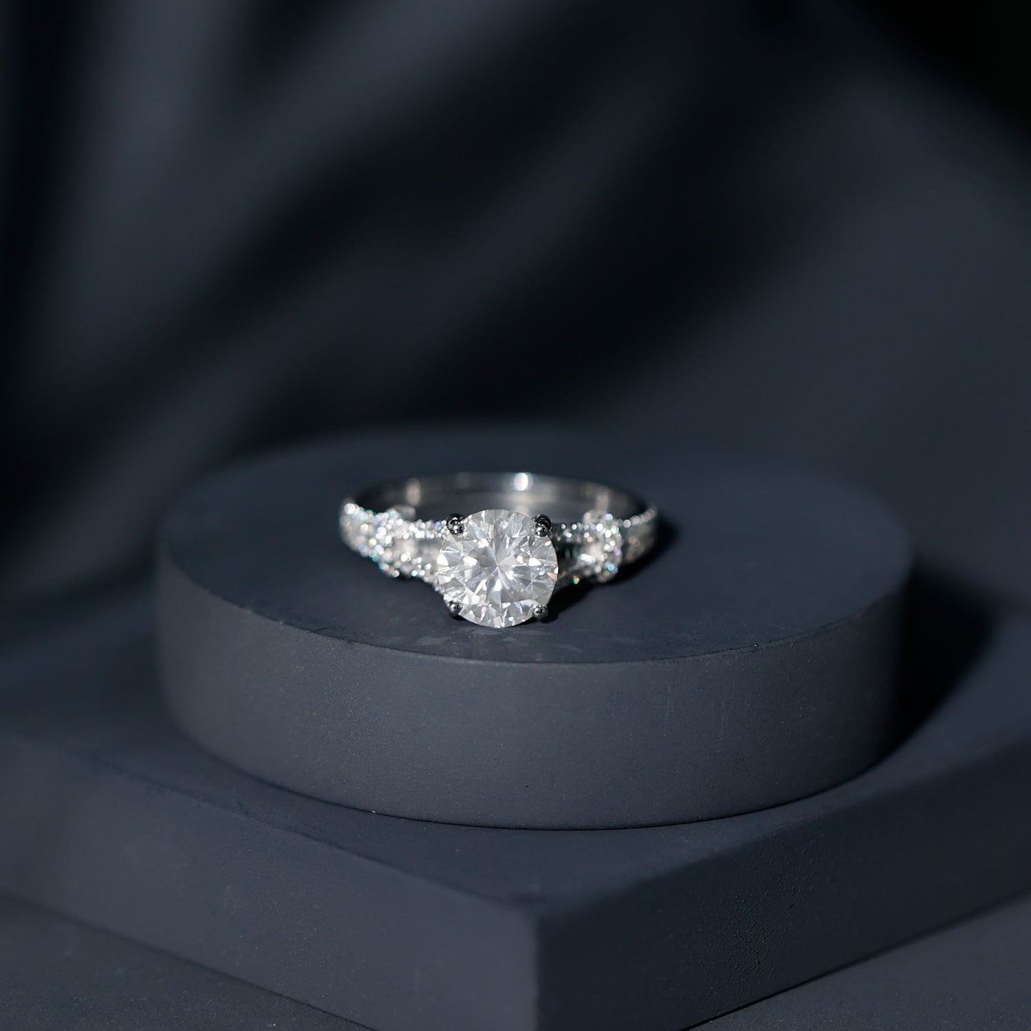 3 CT Simulated Diamond Solitaire Engagement Ring with Split Shank