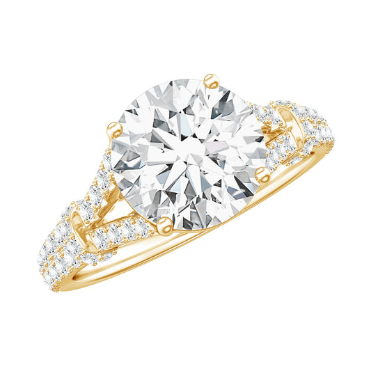 3 CT Simulated Diamond Solitaire Engagement Ring with Split Shank