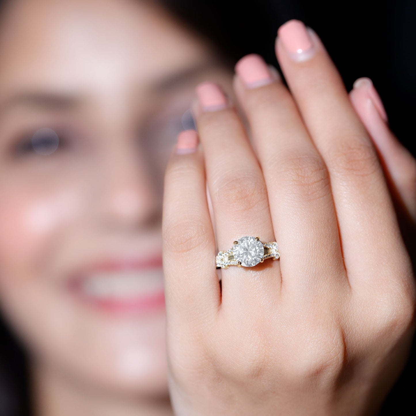 3 CT Simulated Diamond Solitaire Engagement Ring with Split Shank