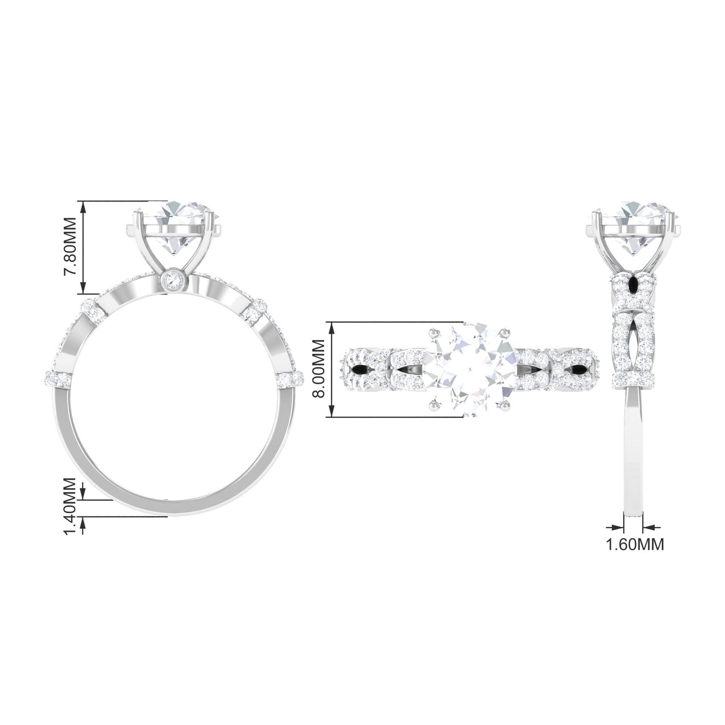 3 CT Solitaire Cubic Zirconia Criss Cross Engagement Ring