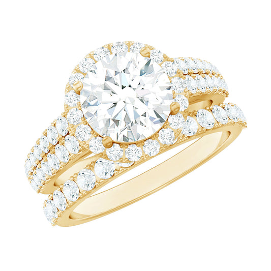 Cubic Zirconia Bridal Ring Set with Stackable Band