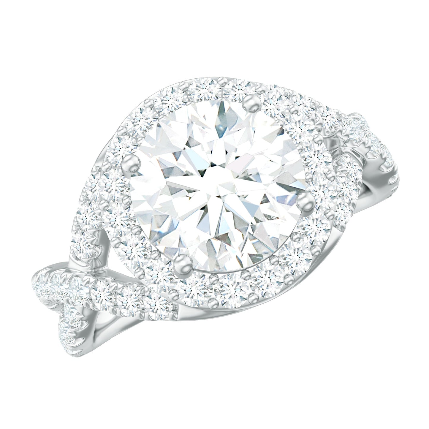 2 Carat Round Shape Zircon Crossover Engagement Ring