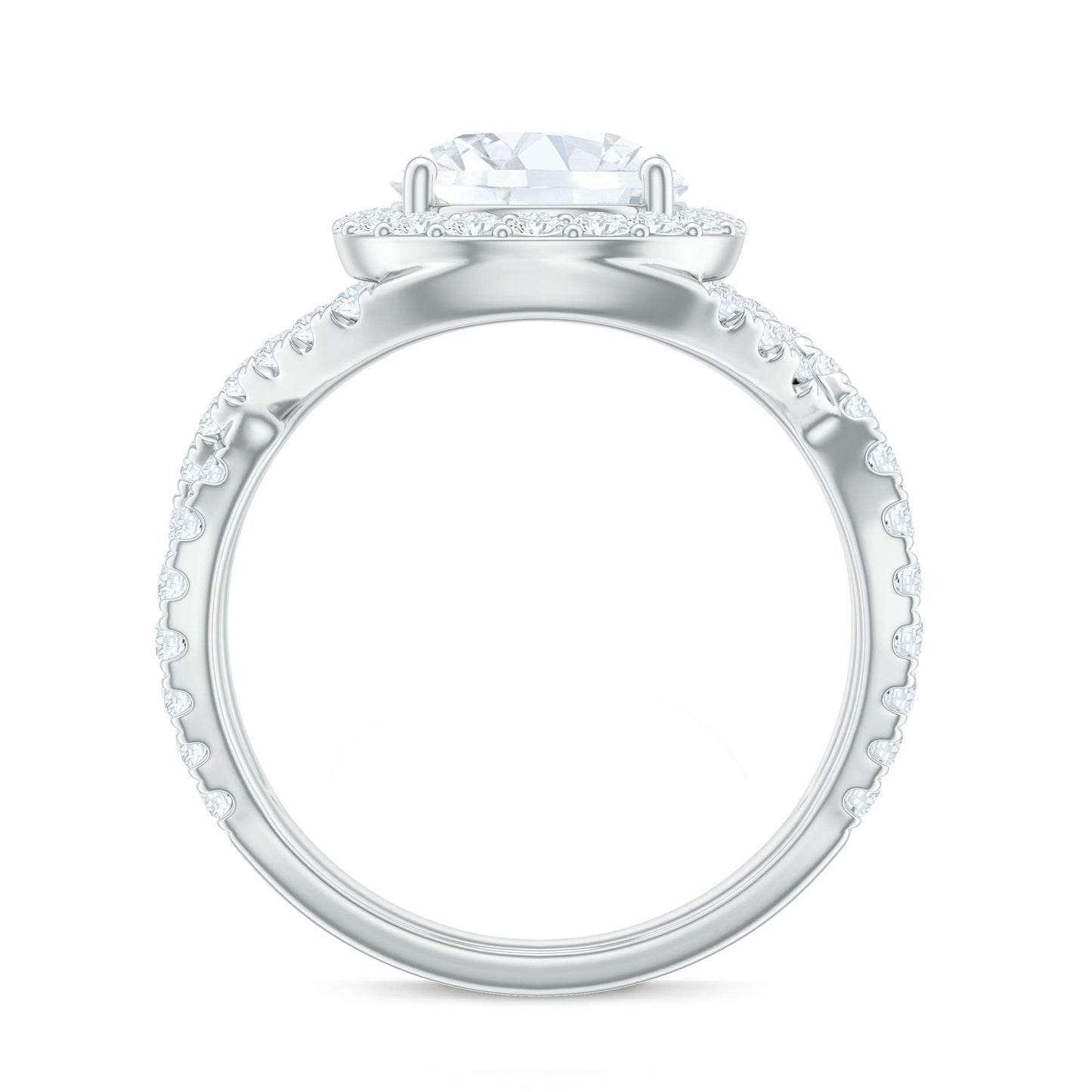2 Carat Round Shape Zircon Crossover Engagement Ring