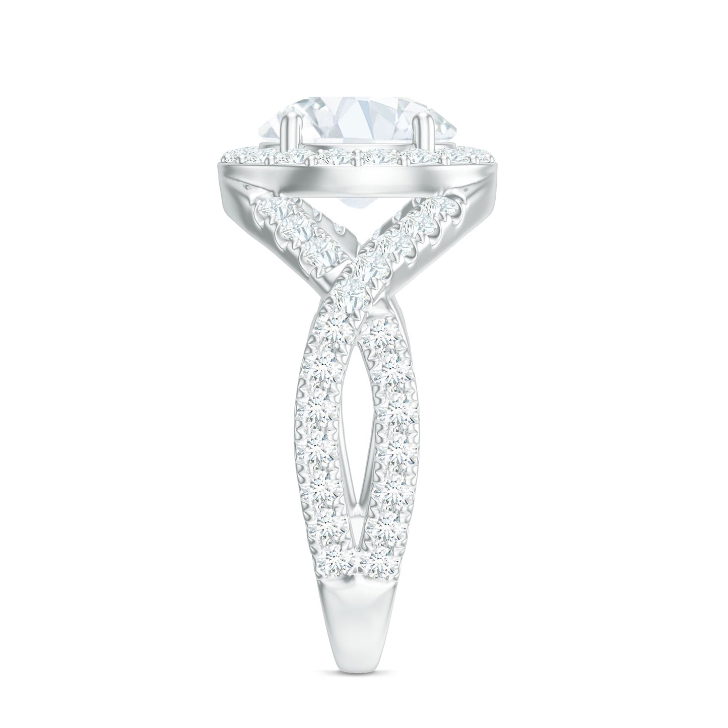 2 Carat Round Shape Zircon Crossover Engagement Ring