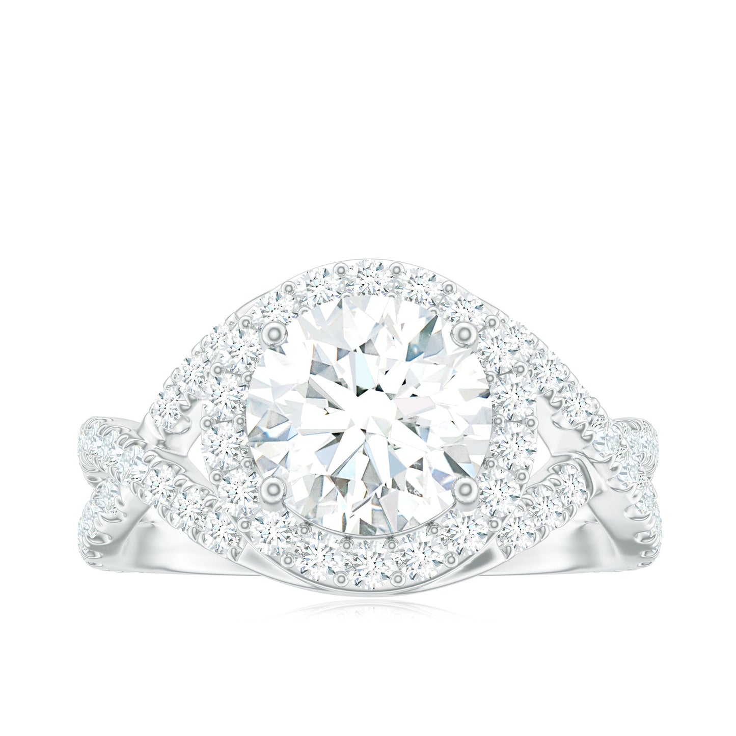 2 Carat Round Shape Zircon Crossover Engagement Ring