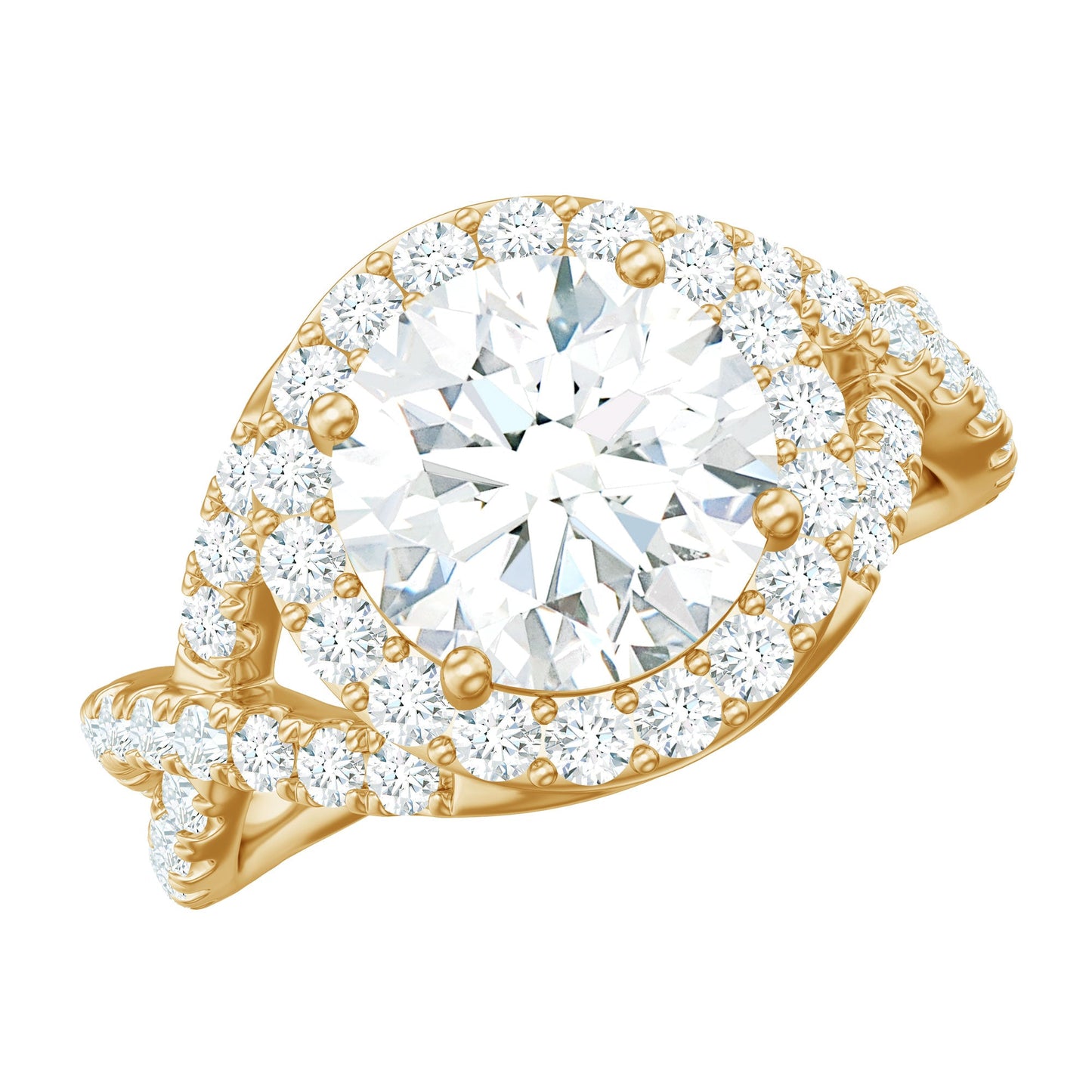 2 Carat Round Shape Zircon Crossover Engagement Ring