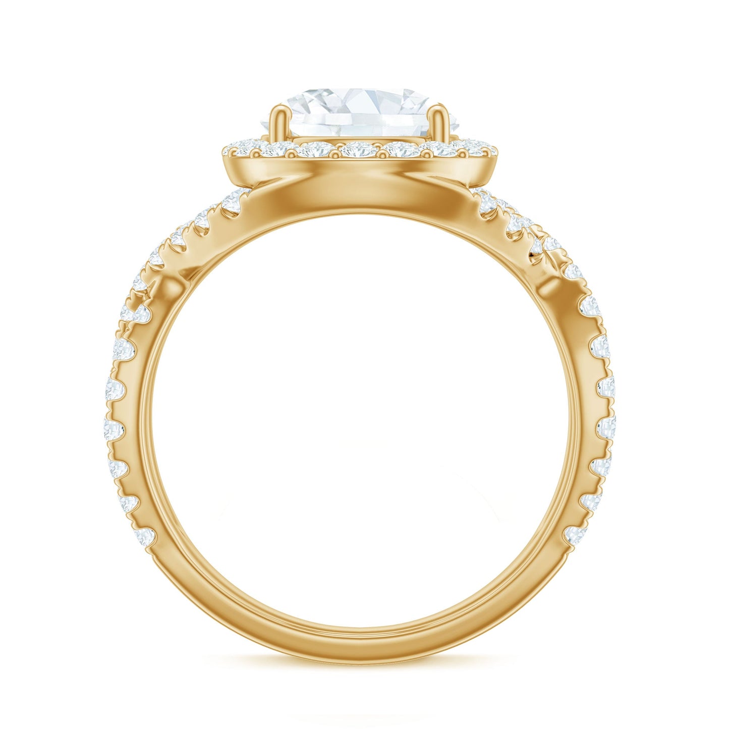 2 Carat Round Shape Zircon Crossover Engagement Ring