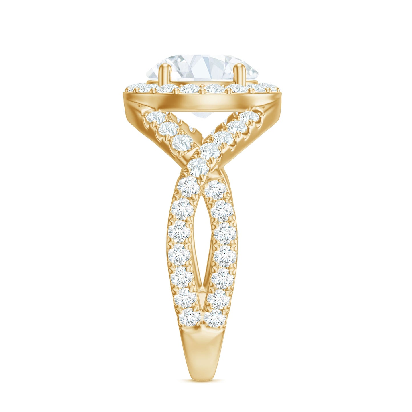 2 Carat Round Shape Zircon Crossover Engagement Ring
