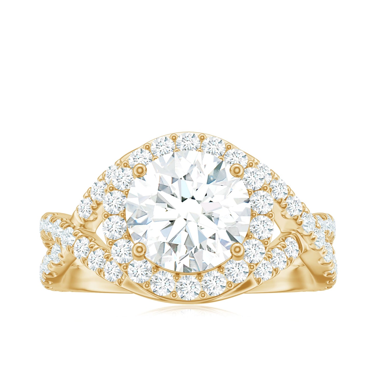 2 Carat Round Shape Zircon Crossover Engagement Ring