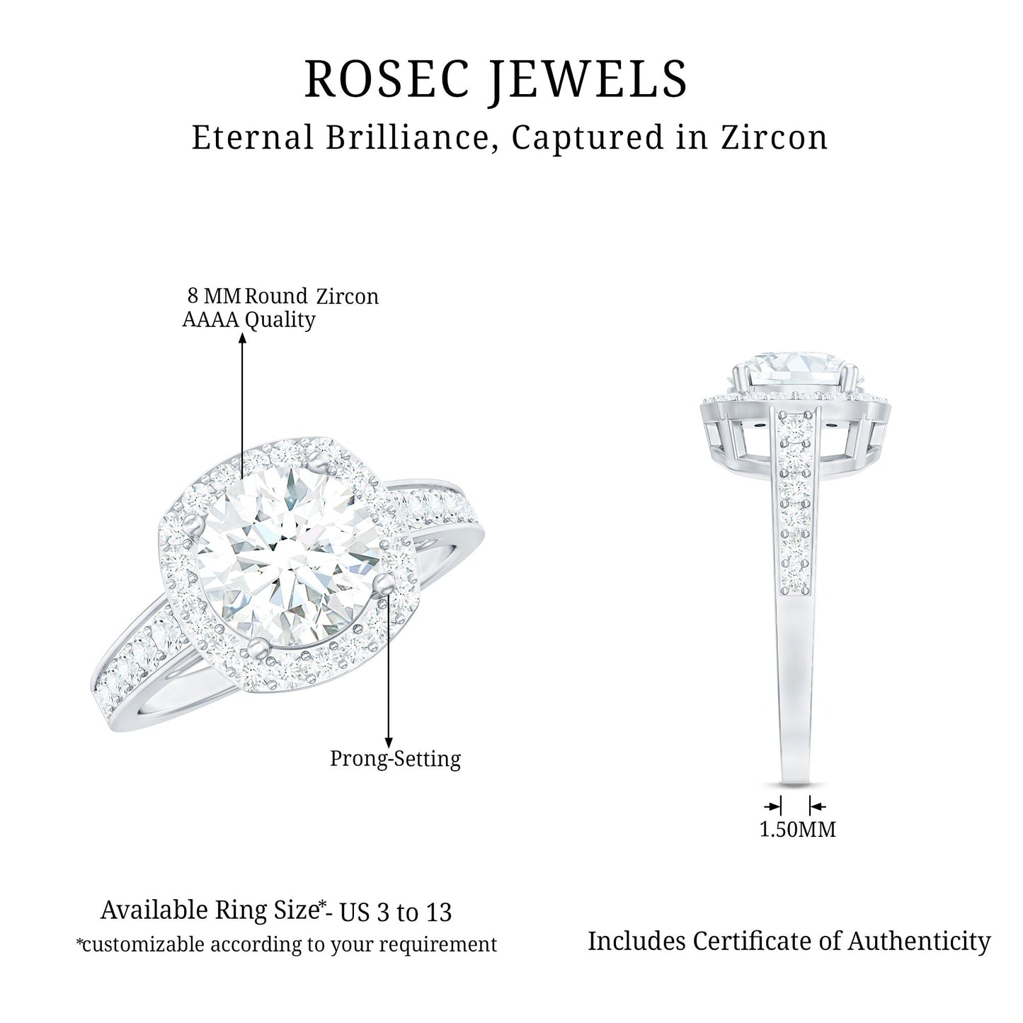 Cubic Zirconia Vintage Inspired Engagement Ring