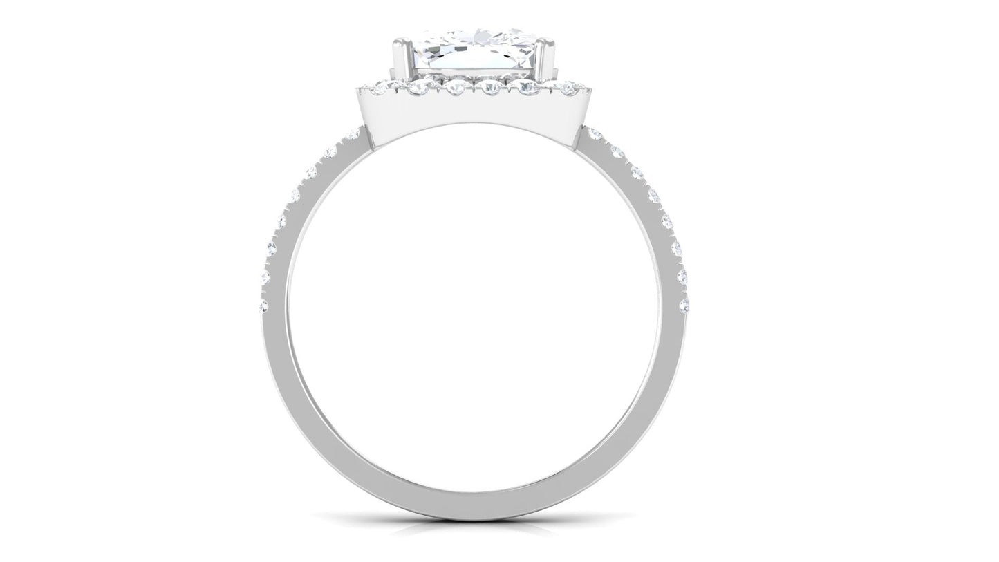 4.25 CT Cushion Cut Zircon Engagement Ring with Halo