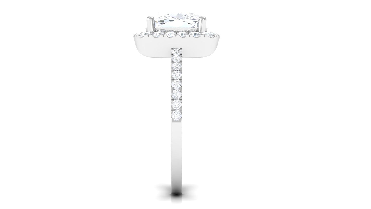 4.25 CT Cushion Cut Zircon Engagement Ring with Halo
