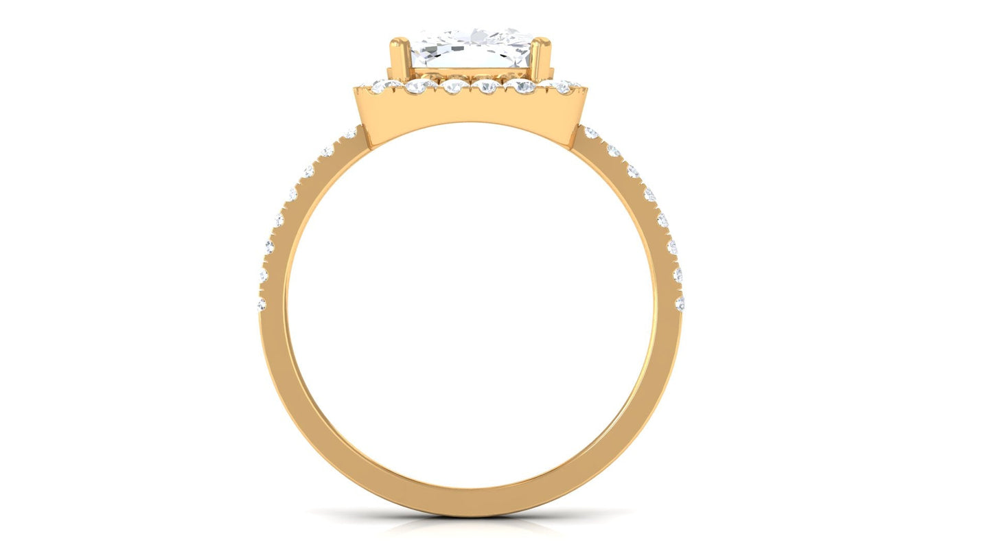 4.25 CT Cushion Cut Zircon Engagement Ring with Halo