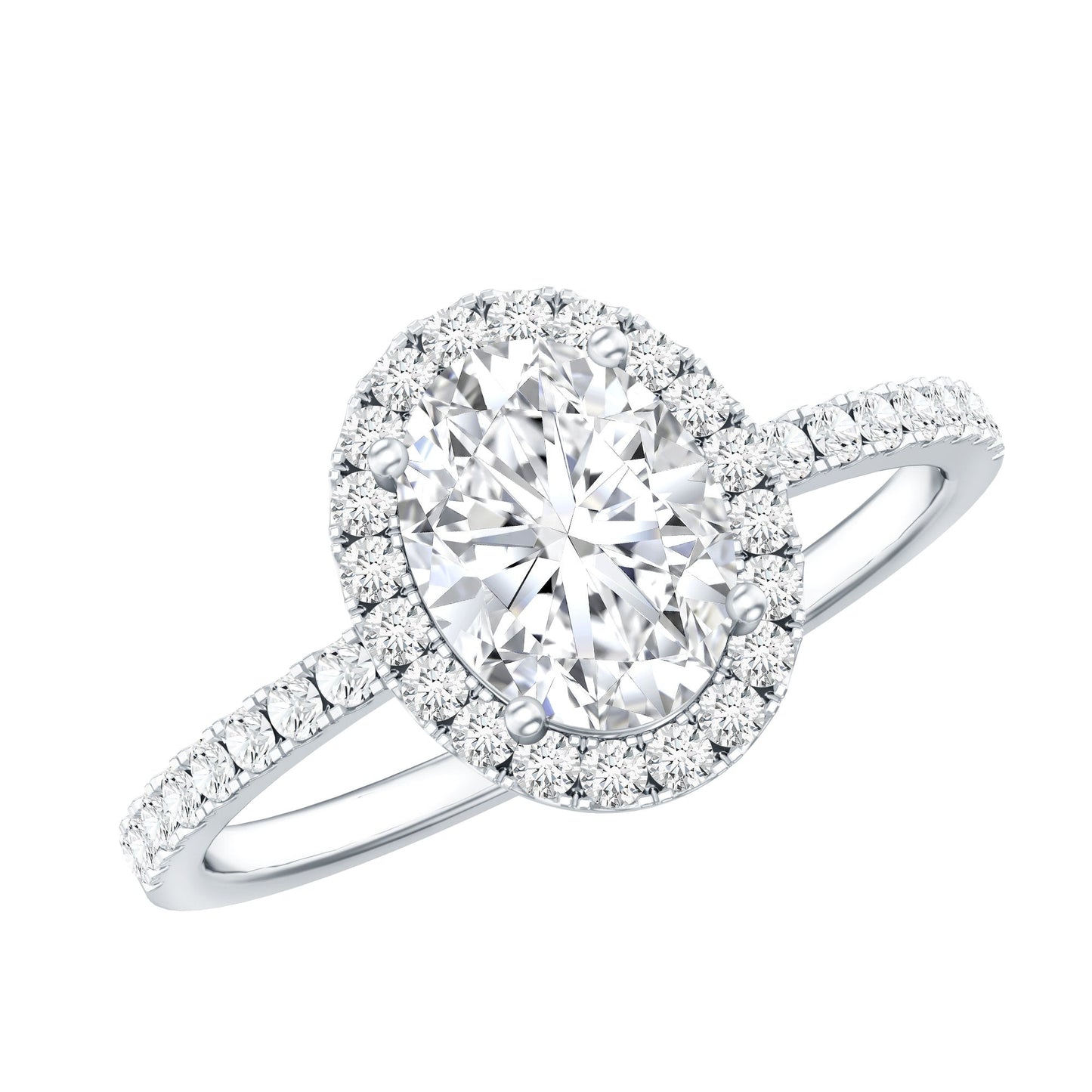 Oval Zircon Halo Engagement Ring