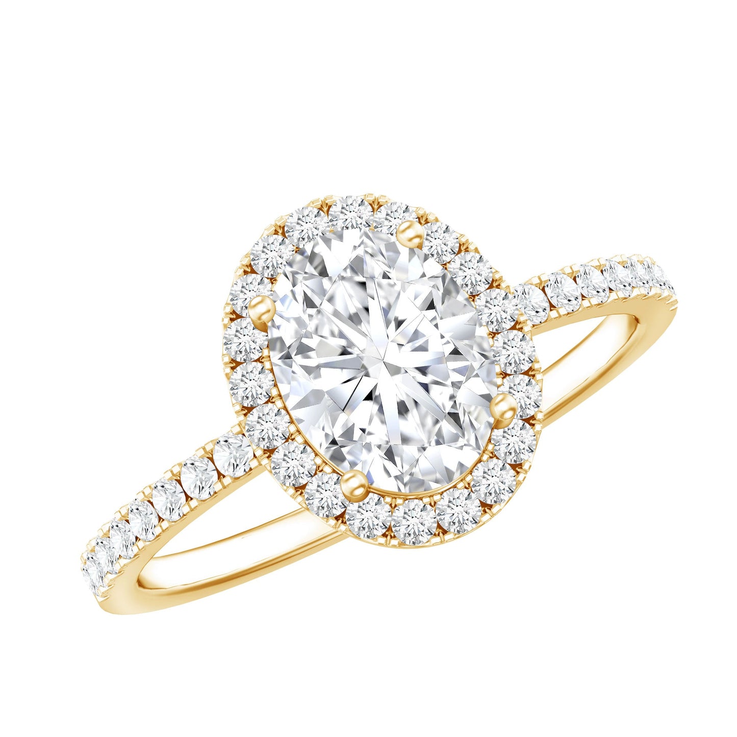 Oval Zircon Halo Engagement Ring