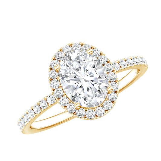 Oval Zircon Halo Engagement Ring