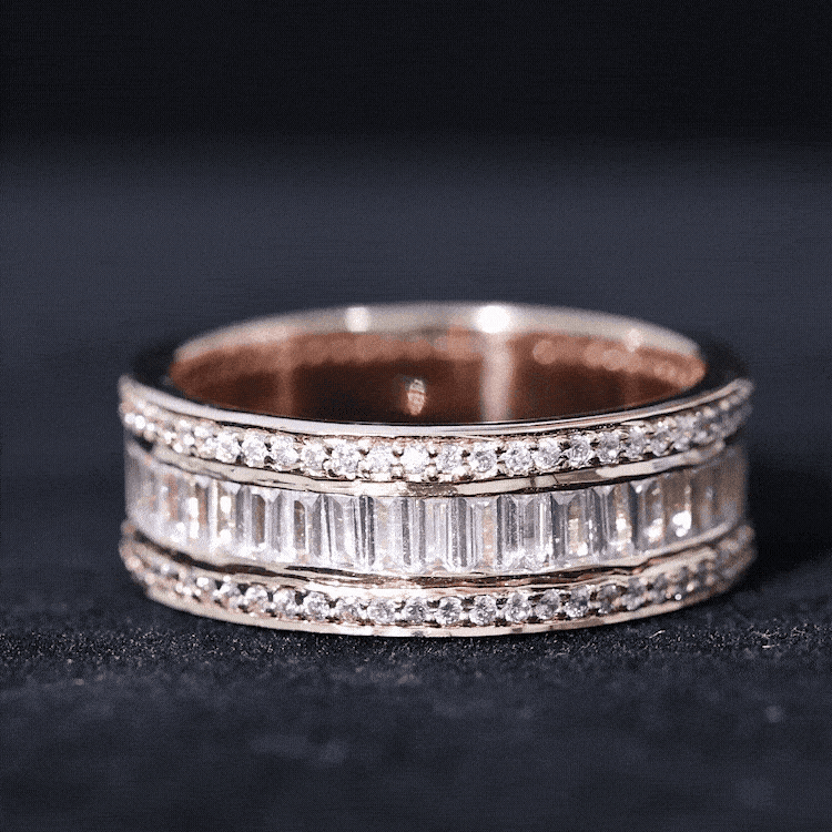 Baguette Cut Cubic Zirconia Wide Wedding Band