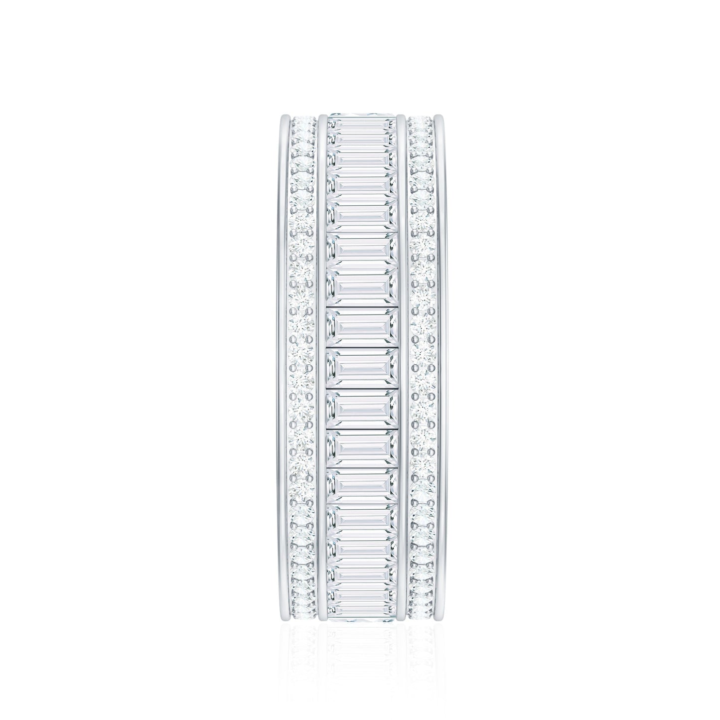 Baguette Cut Cubic Zirconia Wide Wedding Band