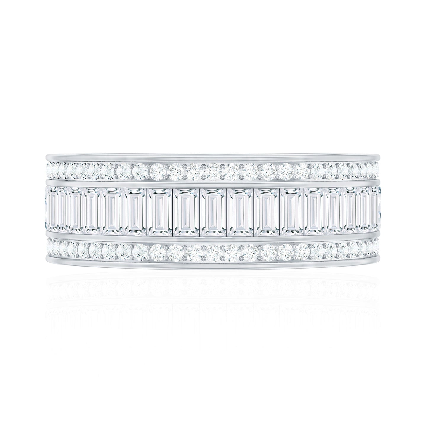 Baguette Cut Cubic Zirconia Wide Wedding Band