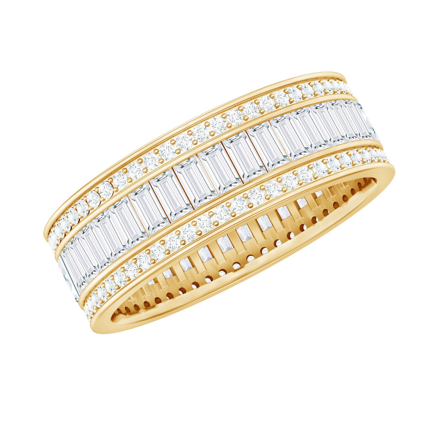 Baguette Cut Cubic Zirconia Wide Wedding Band