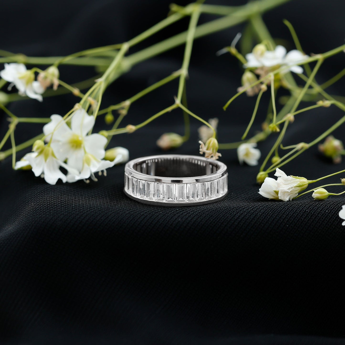 Baguette Cut Zircon Eternity Anniversary Band Ring