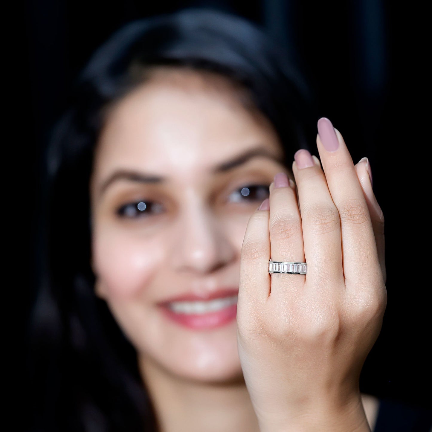 Baguette Cut Zircon Eternity Anniversary Band Ring