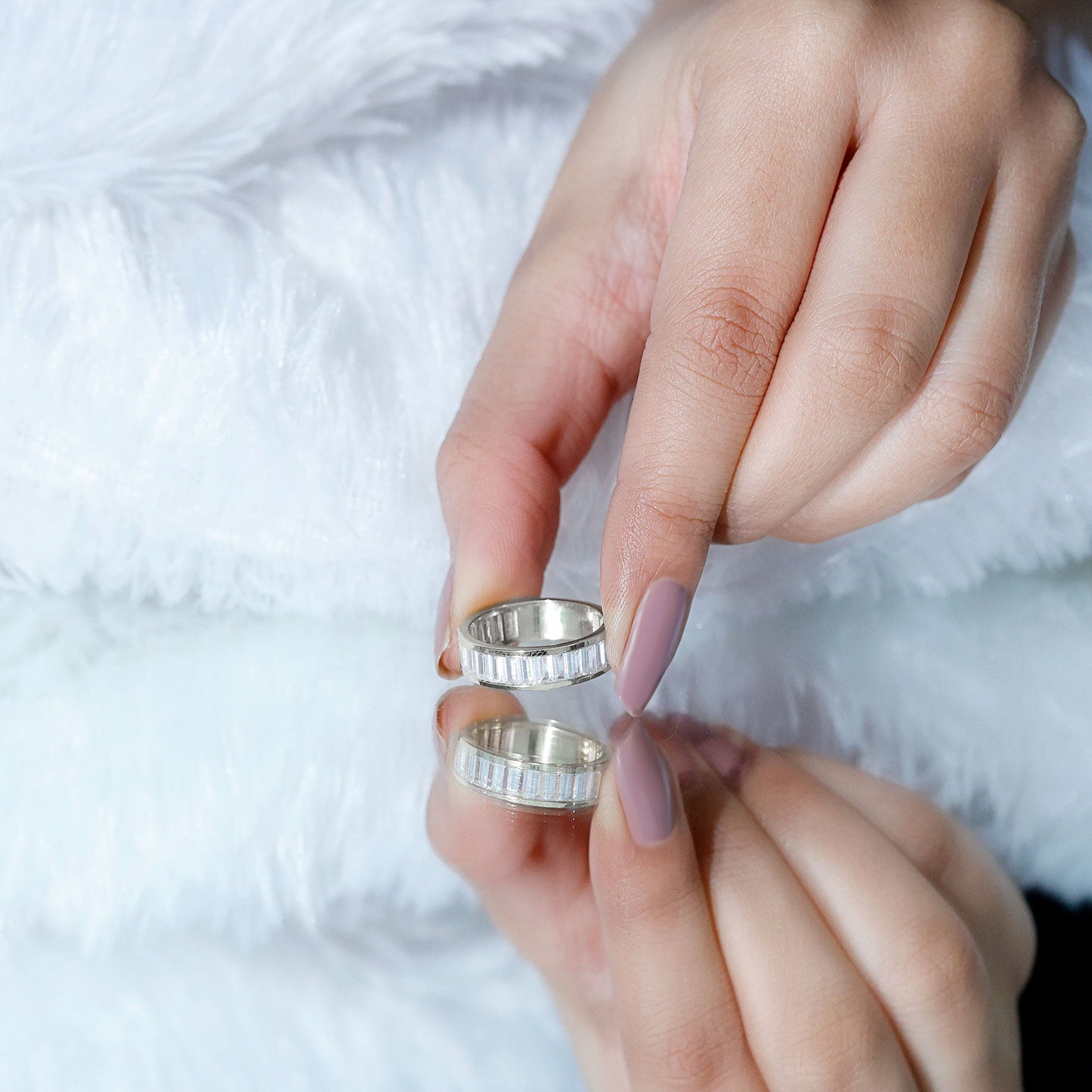 Baguette Cut Zircon Eternity Anniversary Band Ring