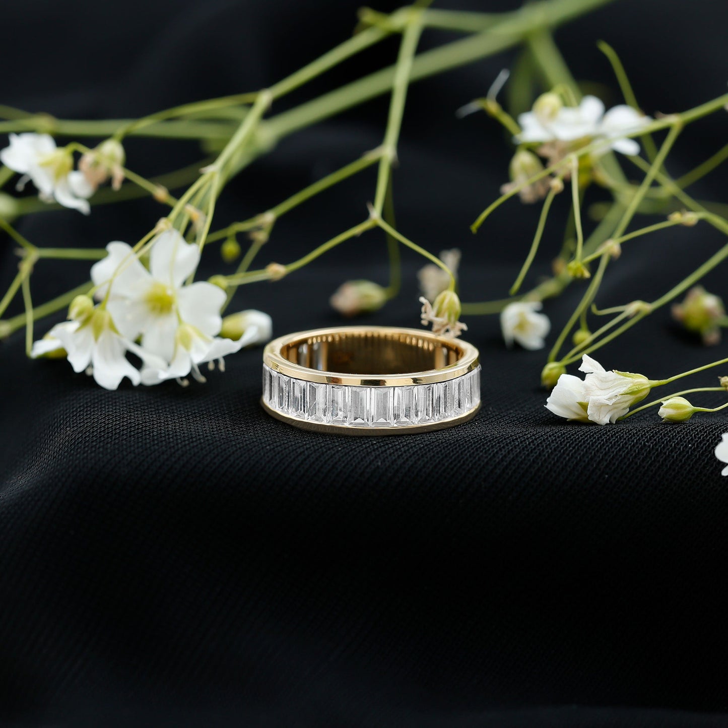 Baguette Cut Zircon Eternity Anniversary Band Ring