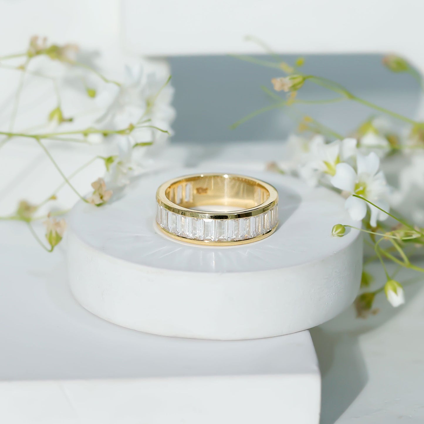Baguette Cut Zircon Eternity Anniversary Band Ring