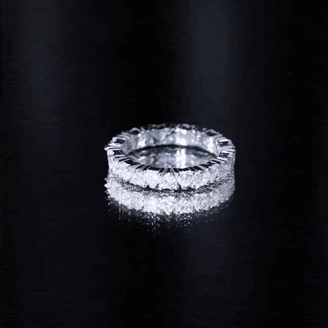 Claw Set Cubic Zirconia Heart Eternity Wedding Band Ring