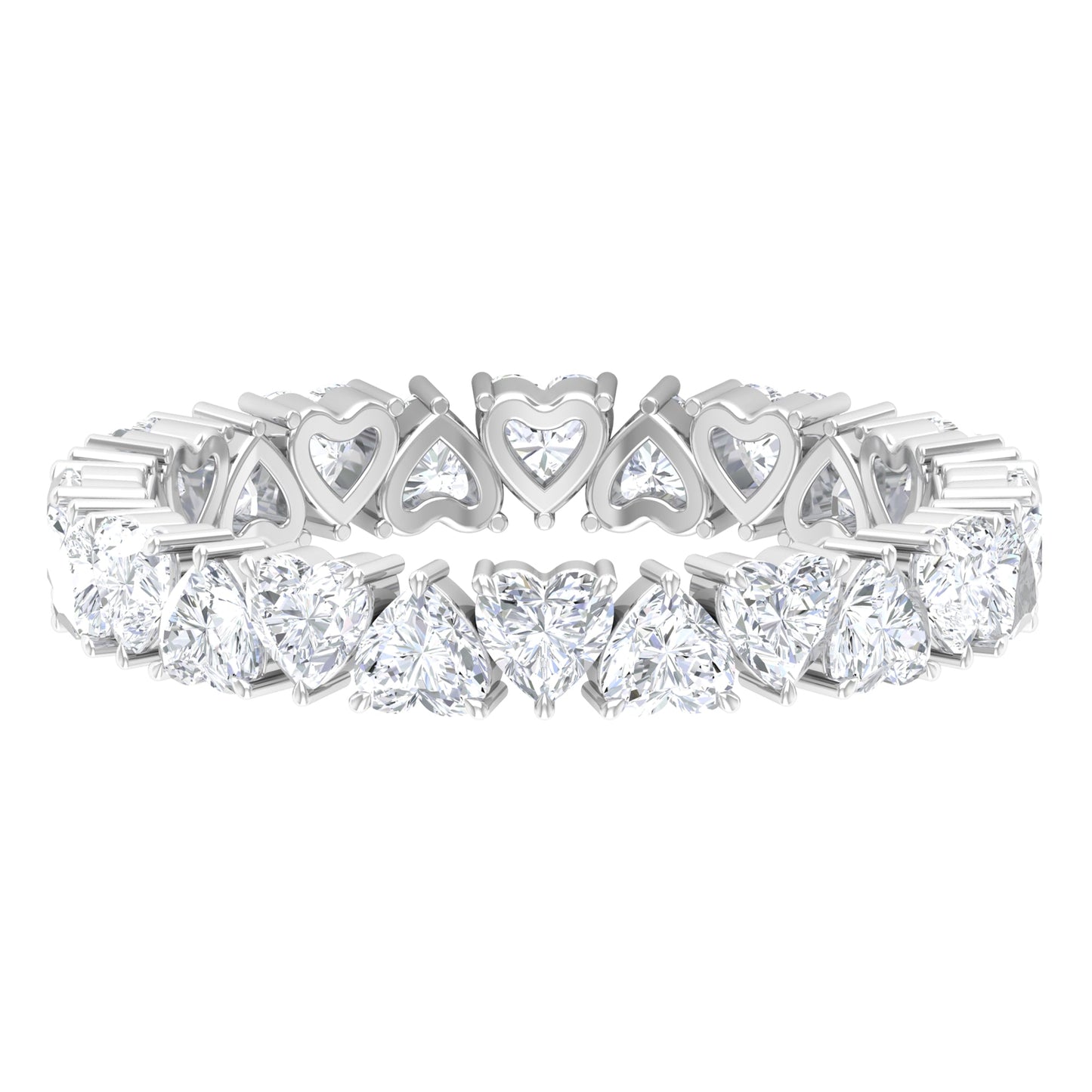 Claw Set Cubic Zirconia Heart Eternity Wedding Band Ring