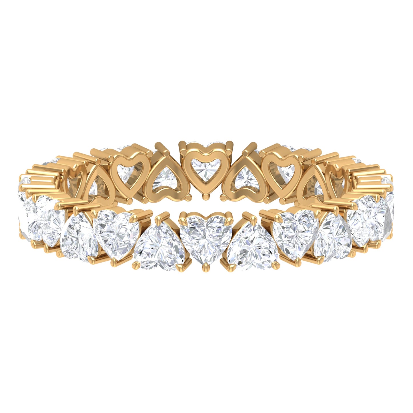 Claw Set Cubic Zirconia Heart Eternity Wedding Band Ring