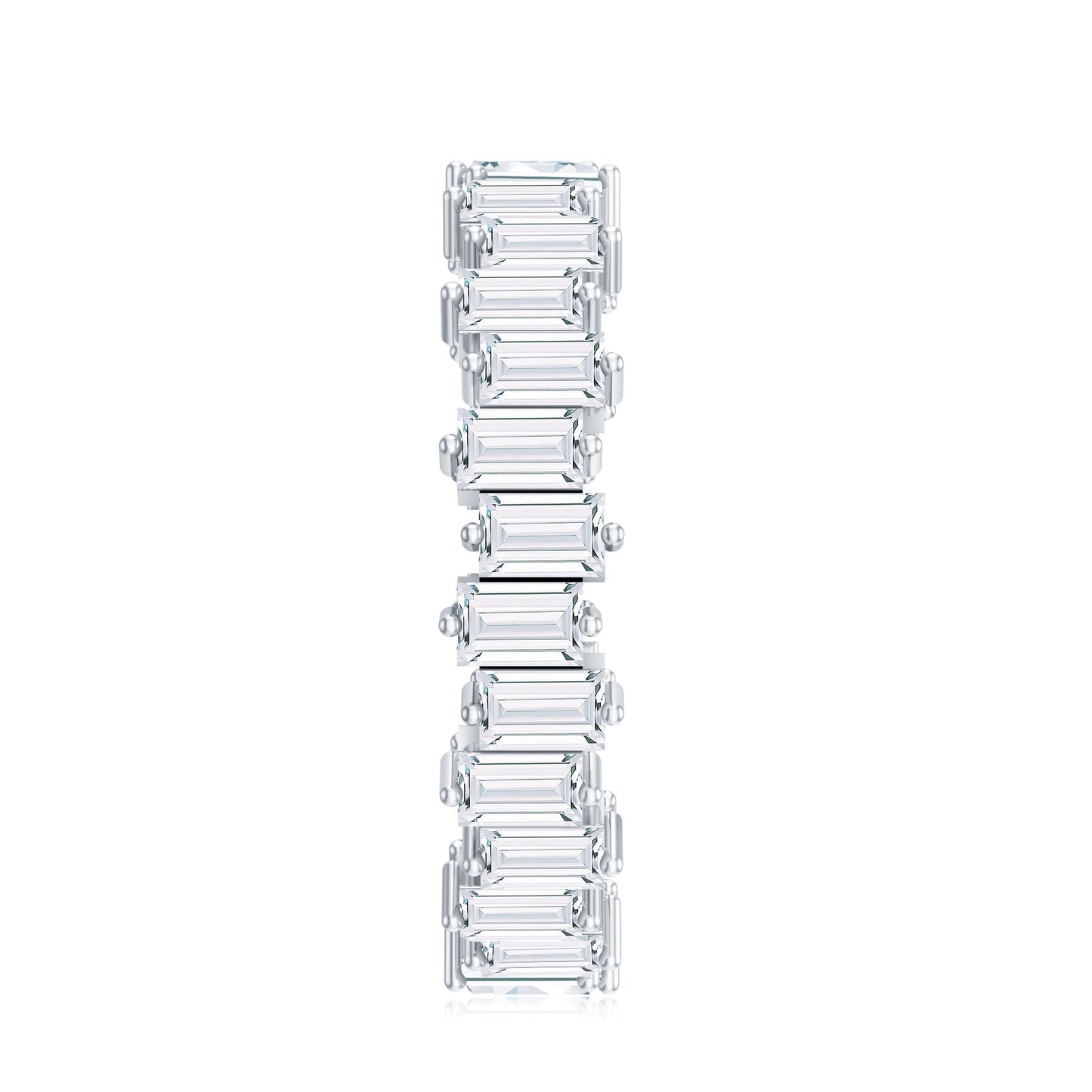 Baguette Cut Cubic Zirconia Uneven Eternity Band Ring