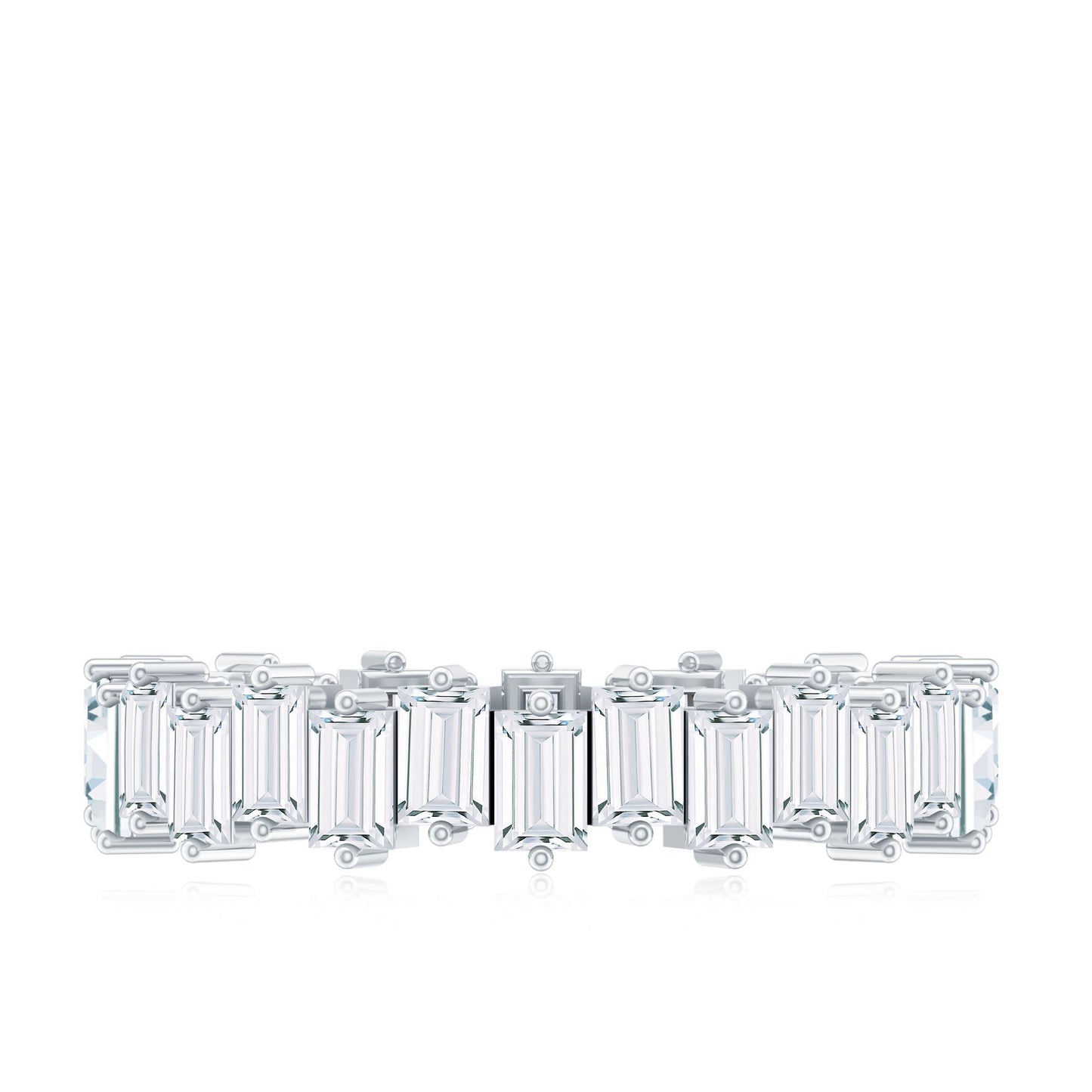 Baguette Cut Cubic Zirconia Uneven Eternity Band Ring