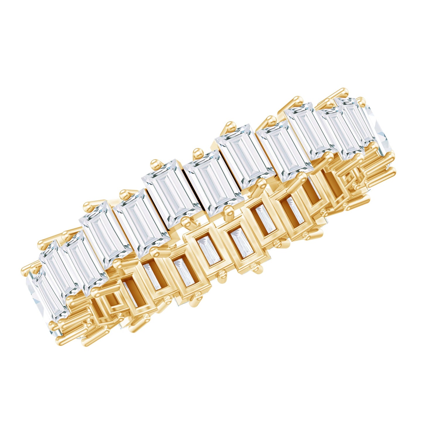 Baguette Cut Cubic Zirconia Uneven Eternity Band Ring
