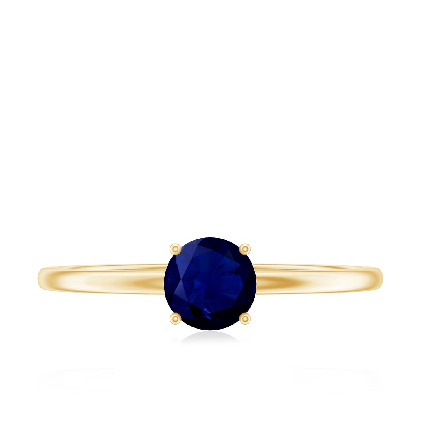 3/4 CT Round Cut Blue Sapphire Solitaire Simple Ring