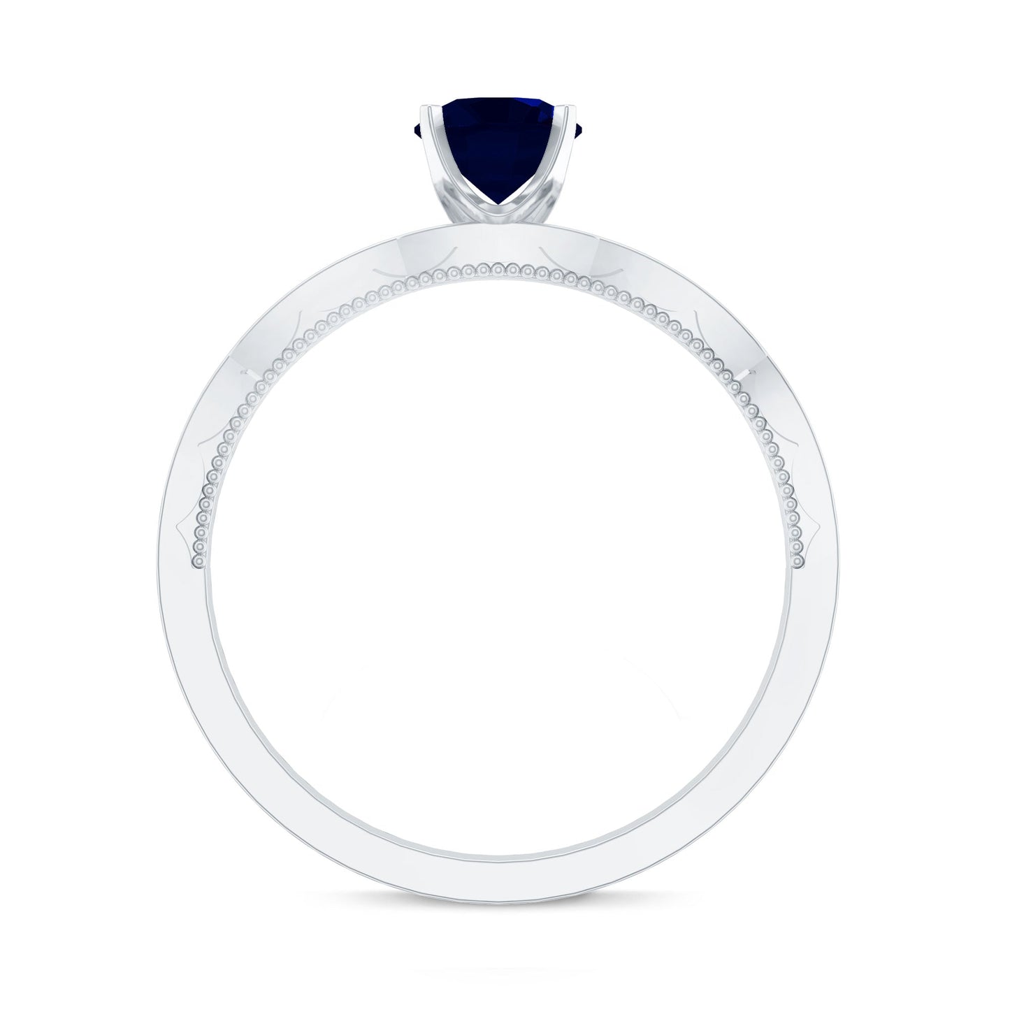 Blue Sapphire Solitaire Engagement Ring with Diamond Side Stones