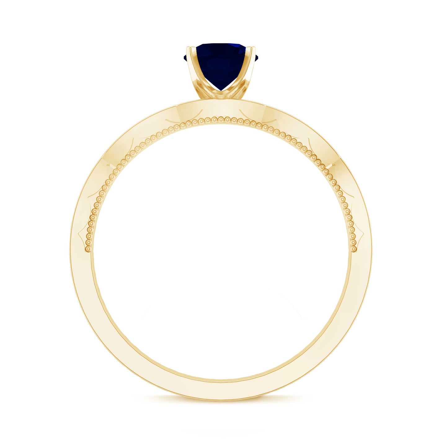 Blue Sapphire Solitaire Engagement Ring with Diamond Side Stones