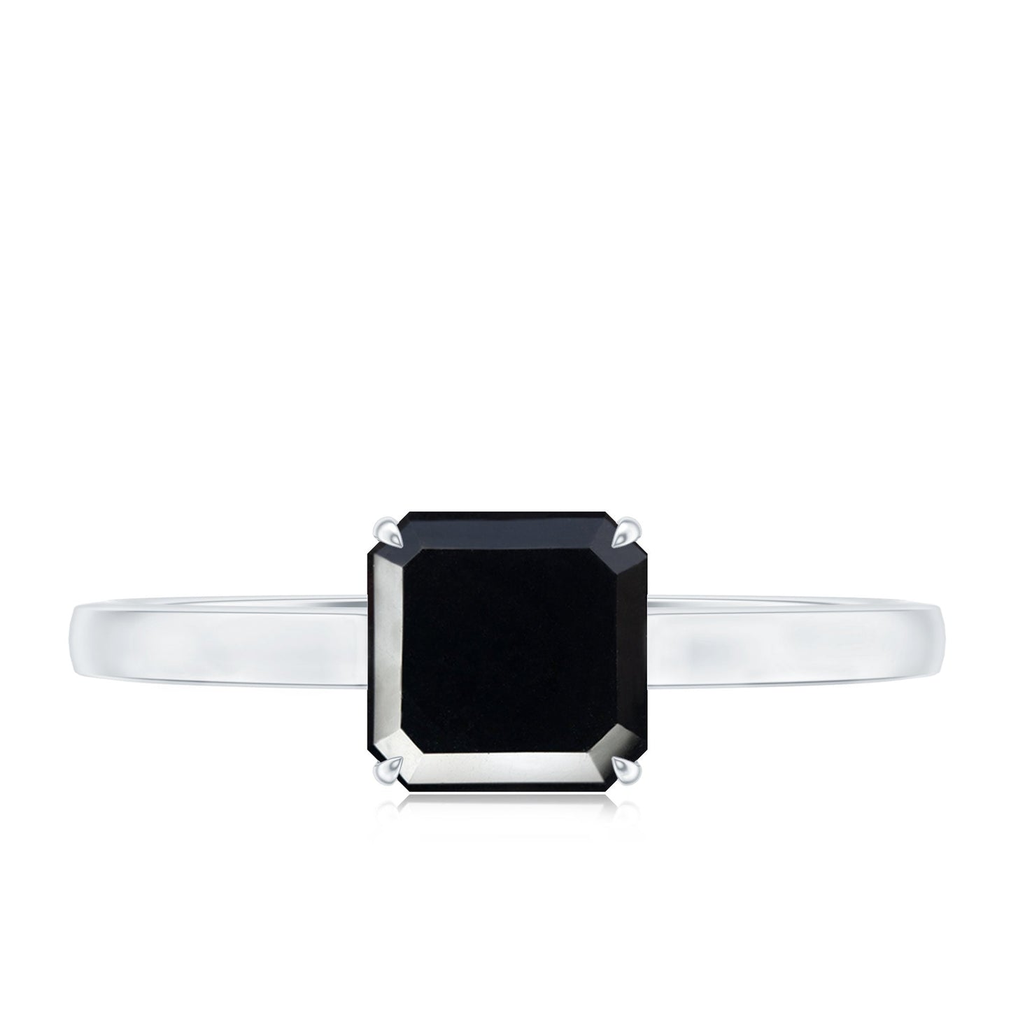 Princess Cut Black Onyx Solitaire Engagement Ring for Her