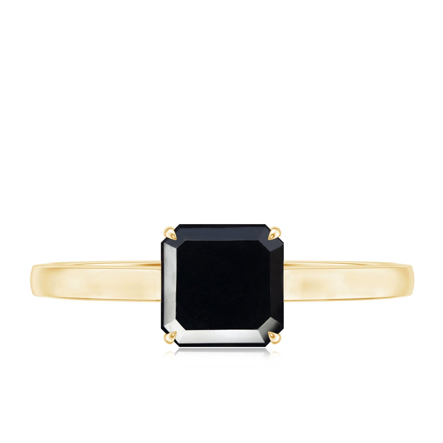 Princess Cut Black Onyx Solitaire Engagement Ring for Her